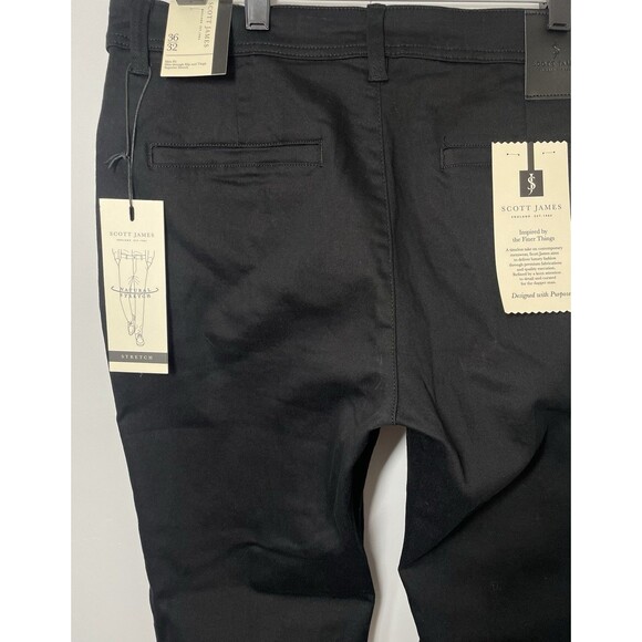 Scott James Slim Fit Stretch Pants Men's 36x32 5-Pocket SJP-94248-Blk Black - Picture 7 of 16